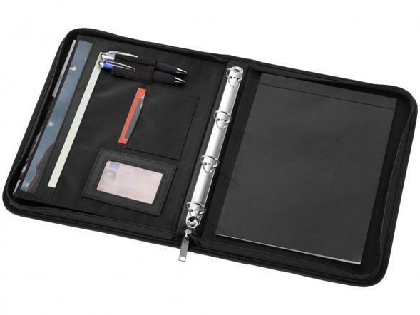 Папка А4 &amp;#039;&amp;#039;Stanford&amp;#039;&amp;#039; на молнии с блокнотом, черный 