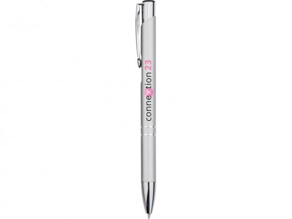 Алюминиевая шариковая кнопочная ручка Moneta, черные чернила, серебристый 