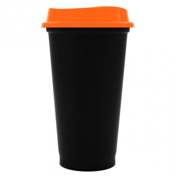 Стакан с крышкой Color Cap Black, черный с оранжевым 