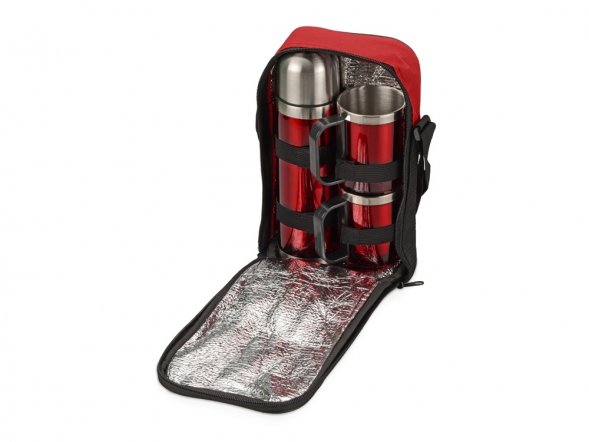 Набор Походный с чехлом: термос, 2 кружки, красный 