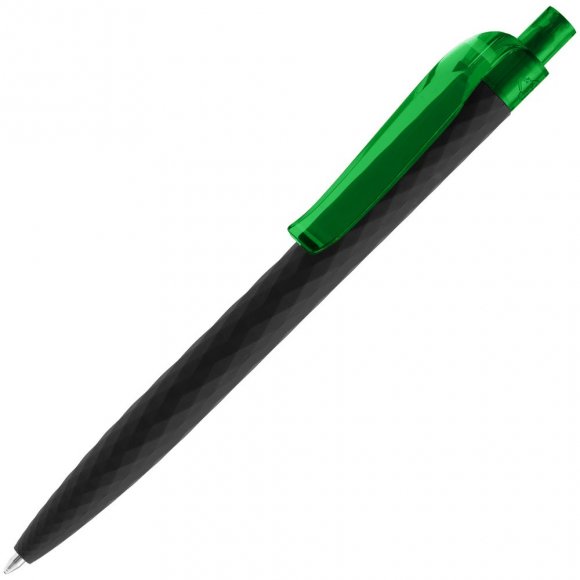 Ручка шариковая Prodir QS01 PRT-P Soft Touch, черная с зеленым 