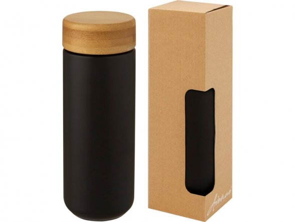 Lumi керамическая кружка объемом 300 мл с бамбуковой крышкой, черный 