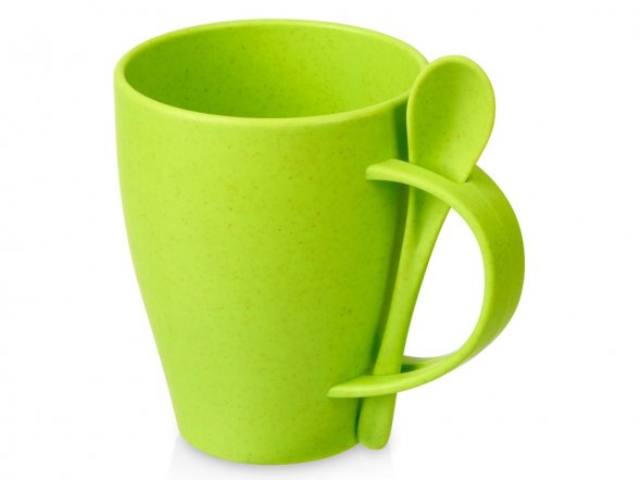 Пшеничная кружка Nina с ложкой, 300ml зеленое яблоко 375C 