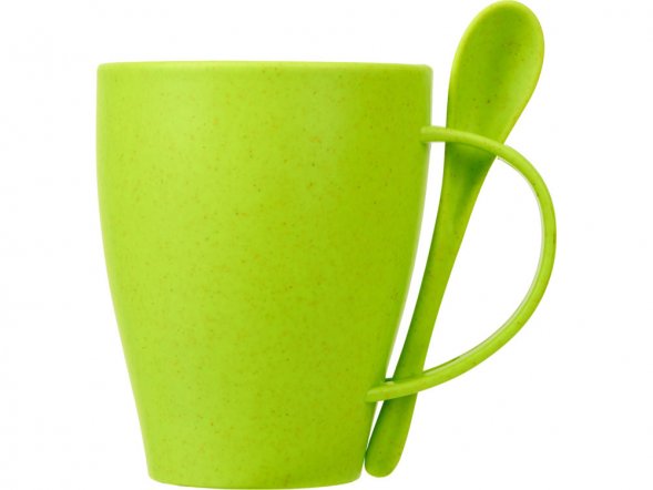 Пшеничная кружка Nina с ложкой, 300ml зеленое яблоко 375C 
