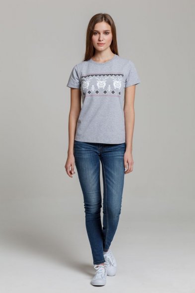 Футболка женская «Пигсель», серый меланж 