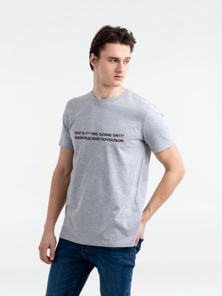 Футболка «Ленинградский почтальон», серый меланж 