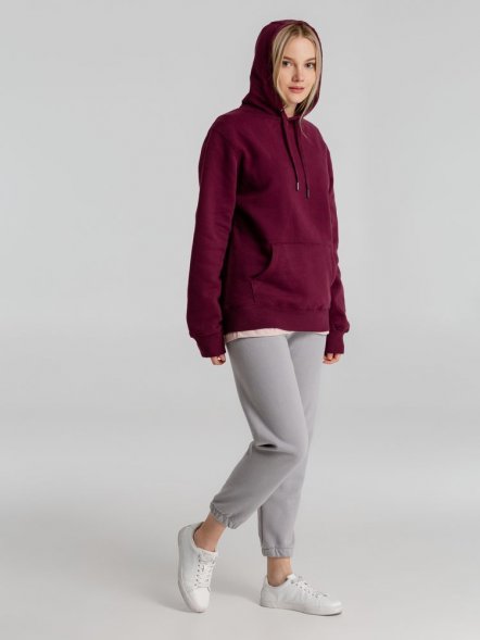Толстовка с капюшоном унисекс King, бордовая 