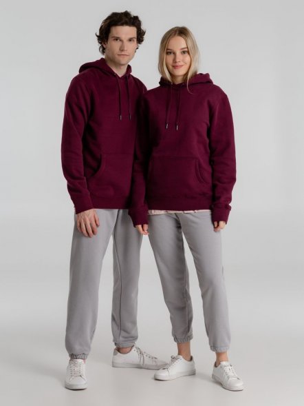 Толстовка с капюшоном унисекс King, бордовая 