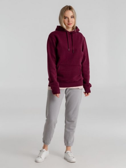 Толстовка с капюшоном унисекс King, бордовая 