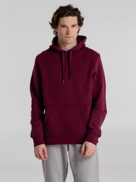 Толстовка с капюшоном унисекс King, бордовая 