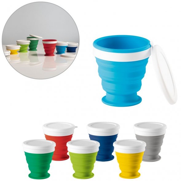 Складной стакан с крышкой Astrada, бирюзовый 