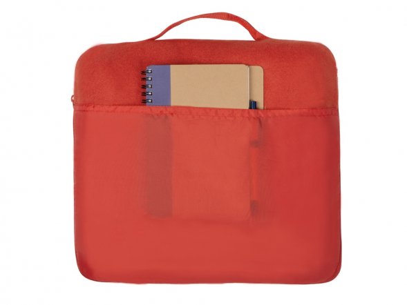 Плед для путешествий Flight в чехле с ручкой и карманом, красный 