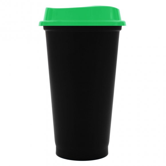 Стакан с крышкой Color Cap Black, черный с зеленым 