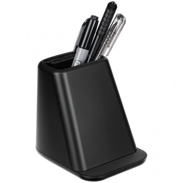 Настольный органайзер с зарядкой, лампой, вентилятором и подсветкой лого powerTower, черный 