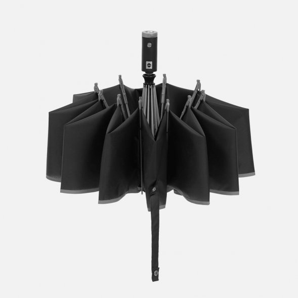 Зонт обратного сложения Norsken с фонариком, черный 