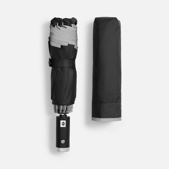 Зонт обратного сложения Norsken с фонариком, черный 