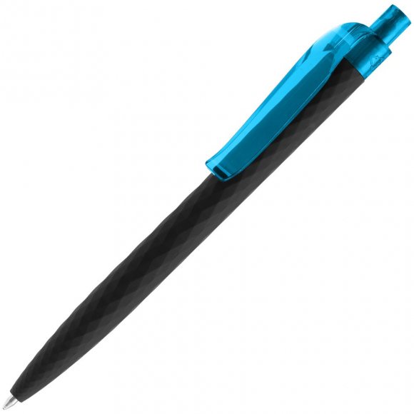 Ручка шариковая Prodir QS01 PRT-P Soft Touch, черная с голубым 