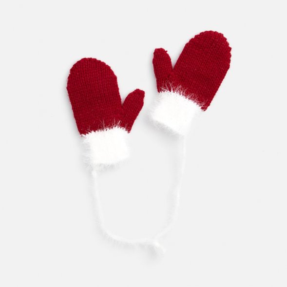Подвеска на елку «Вьюжка», варежки, красная 