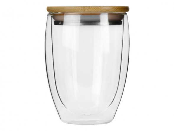 Стакан Valday с двойными стекнами и бамбуковой крышкой, 350 мл 
