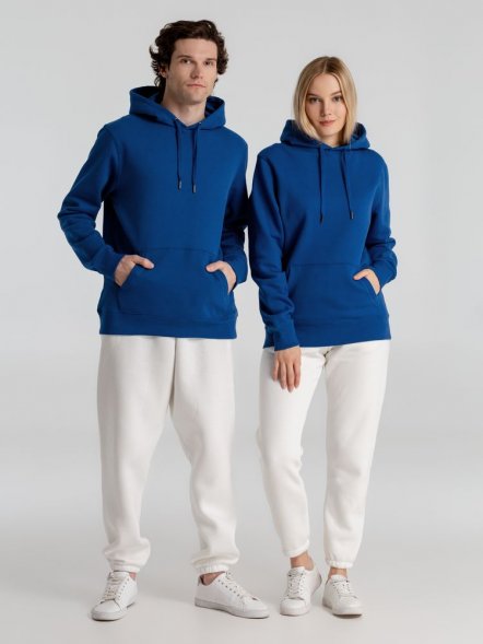Толстовка с капюшоном унисекс King, ярко-синяя 