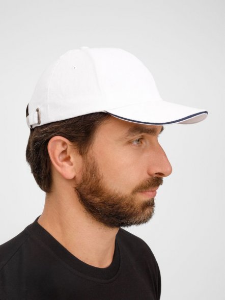 Бейсболка Buffalo, белая с темно-синим 