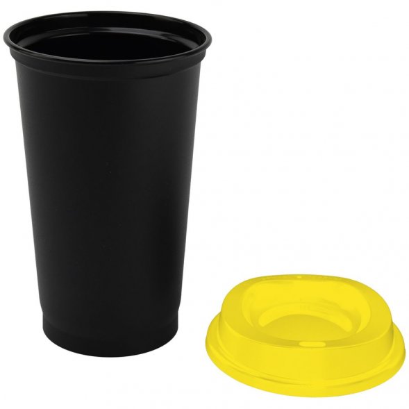 Стакан с крышкой Color Cap Black, черный с желтым 