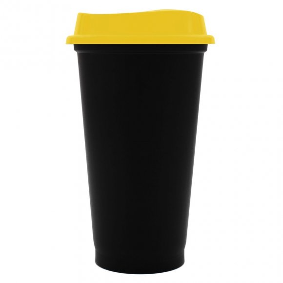 Стакан с крышкой Color Cap Black, черный с желтым 