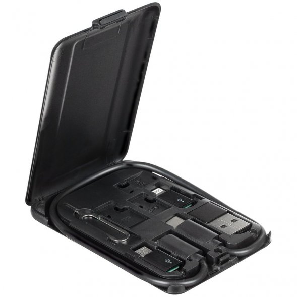 Органайзер с беспроводной зарядкой и набором адаптеров Octopod, черный 