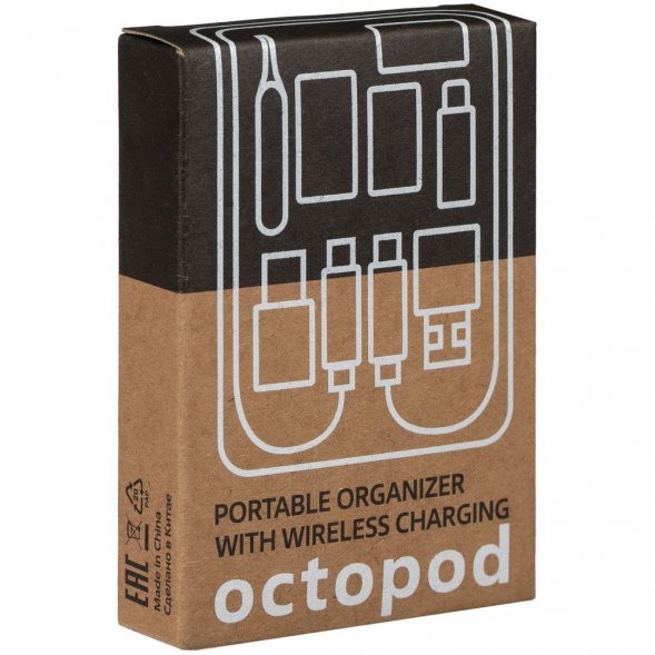 Органайзер с беспроводной зарядкой и набором адаптеров Octopod, черный 