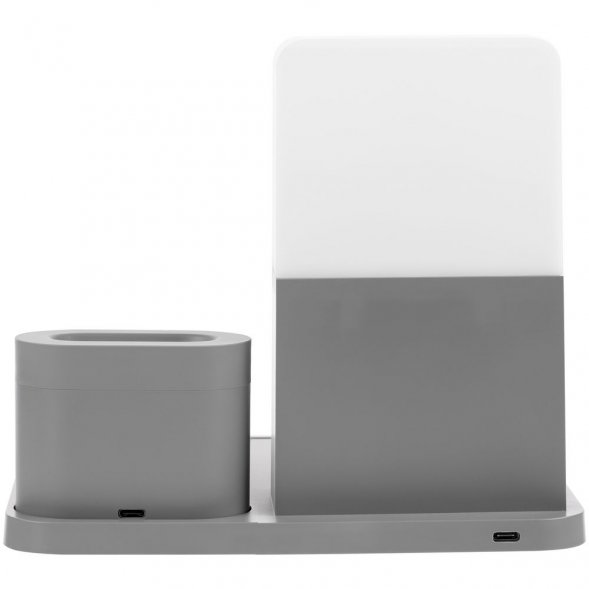 Зарядная станция с часами и подсветкой Large Charge, серая 