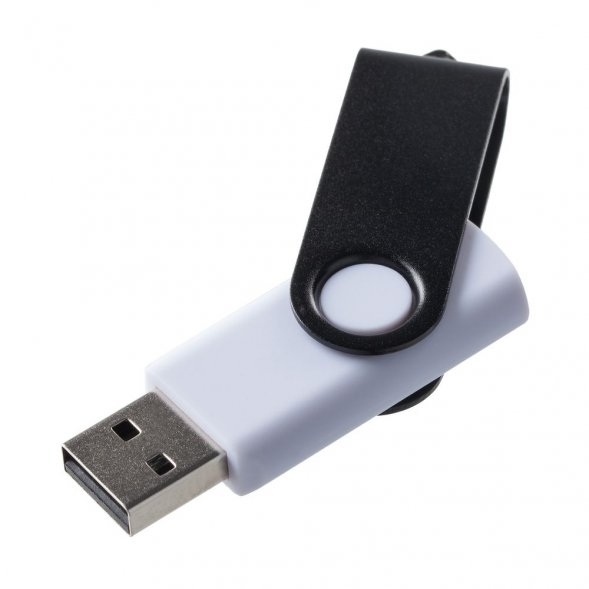 Флешка Twist Color, белая с черным,16 Гб 