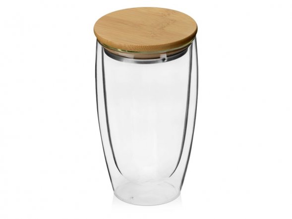 Стакан Batur с двойными стенками и бамбуковой крышкой, 450 мл 