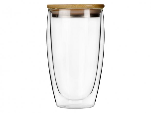 Стакан Batur с двойными стенками и бамбуковой крышкой, 450 мл 