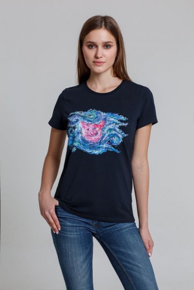 Футболка женская «Ван-Пиг», синяя 