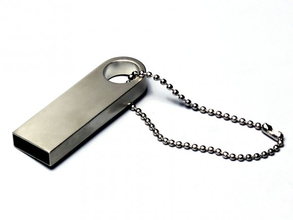 USB 2.0-флешка на 4 Гб с мини чипом и круглым отверстием, серебристый 