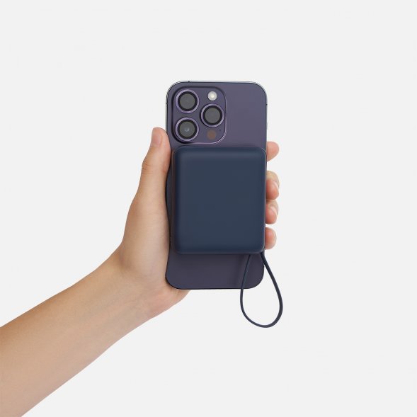 Внешний аккумулятор с подсветкой Ritter PD 10000mAh с функцией беспроводной зарядки 15W, синий 