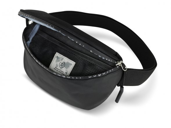 Сумка на пояс BUGATTI Blanc Delight, чёрная, нейлон RPET600D/тарпаулин/полиэстер, 24х11х12,5 см, 2 л 
