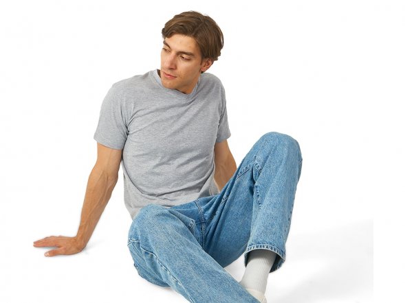 Футболка Heavy Super Club мужская с V-образным вырезом, серый меланж 