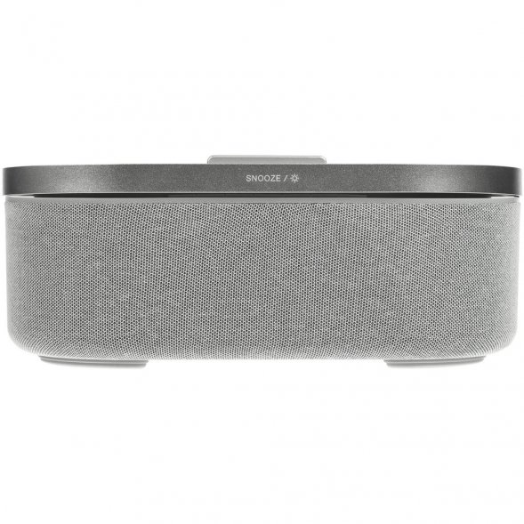 Колонка с часами и беспроводной зарядкой Veske, серая 