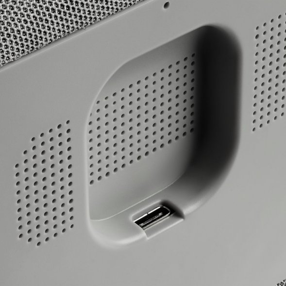 Колонка с часами и беспроводной зарядкой Veske, серая 