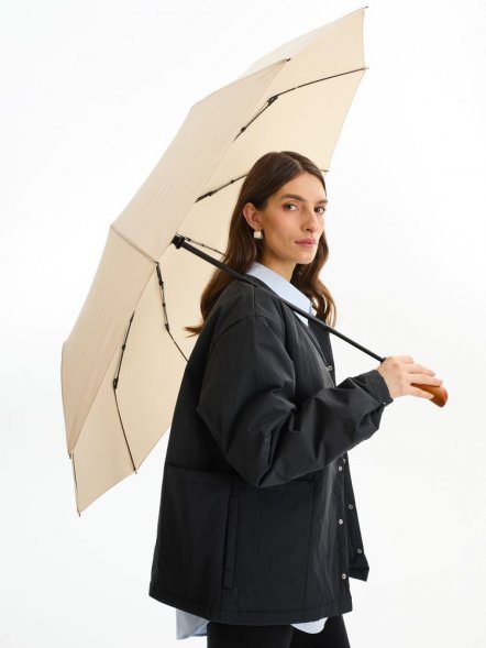 Зонт складной Cloudburst в подарочной упаковке, бежевый 