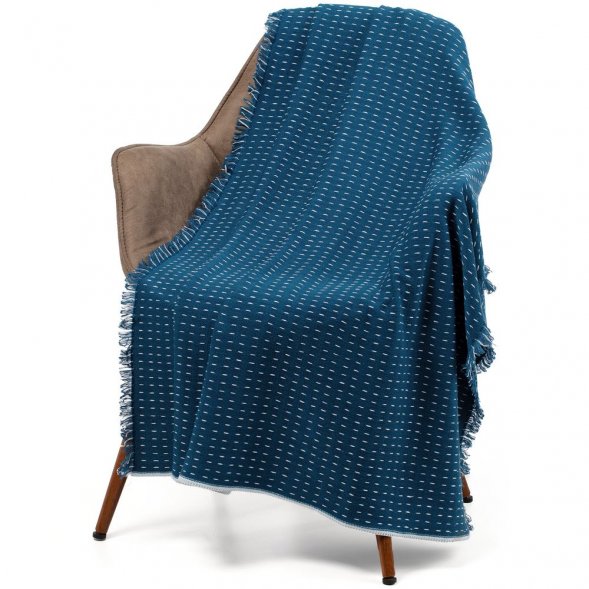 Плед Fringy, синий с голубым 