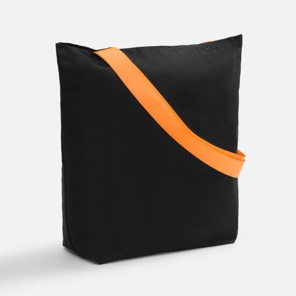 Шопер B5, черный с широкими оранжево-неоновыми ручками 
