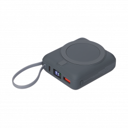 Внешний аккумулятор с подсветкой Ritter PD 10000mAh с функцией беспроводной зарядки 15W, серый