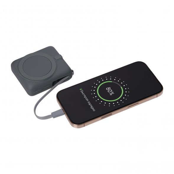 Внешний аккумулятор с подсветкой Ritter PD 10000mAh с функцией беспроводной зарядки 15W, серый 