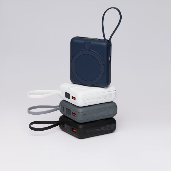 Внешний аккумулятор с подсветкой Ritter PD 10000mAh с функцией беспроводной зарядки 15W, серый 