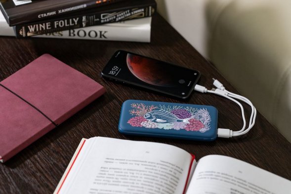 Аккумулятор с подсветкой markBright City, 10000 мАч, синий 