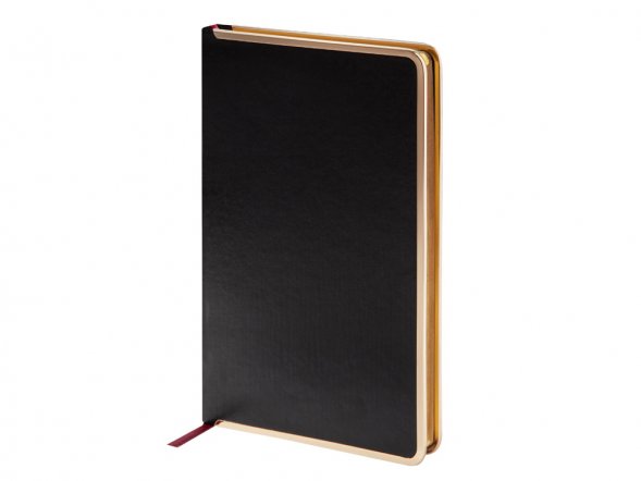 Ежедневник недатированный A5 Chelsea, черный (золотистый кант и срез) 