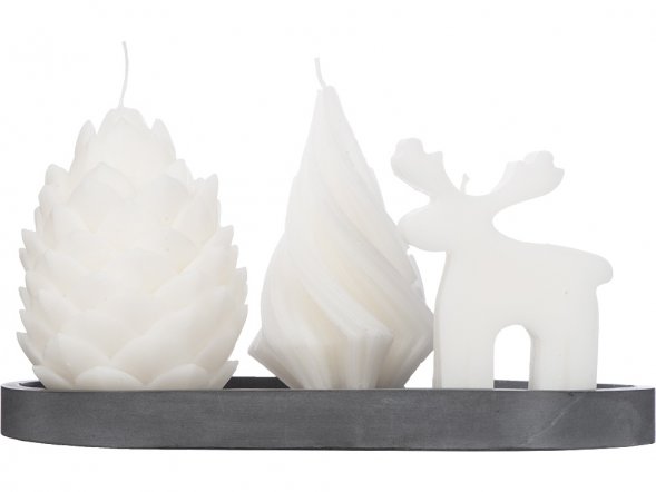 Свечи на подставке Олень, шишка, елочка 