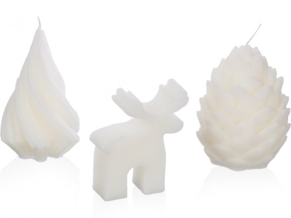Свечи на подставке Олень, шишка, елочка 